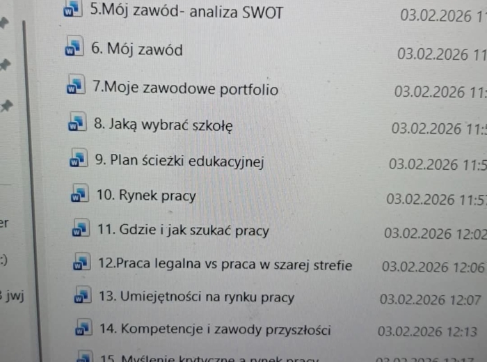 Karty pracy na zajęcia z doradztwa zawodowego  dla klas 7-8