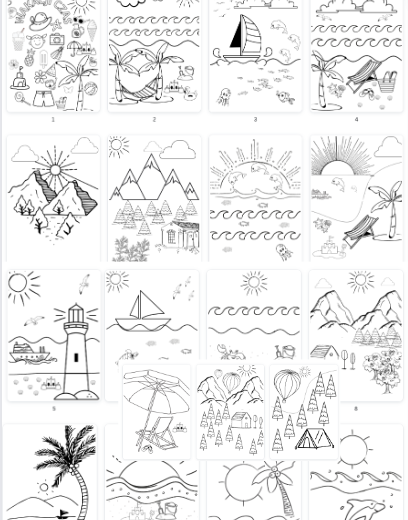 Kolorowanki - 19 kolorowanek wakacyjnych