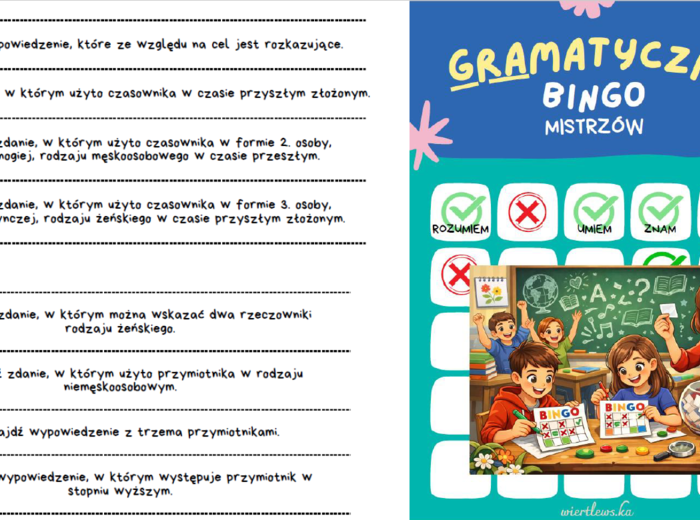 GRAmatyczne BINGO Mistrzów dla uczniów klas 4-8