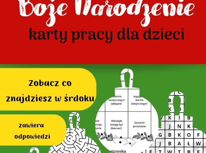Zestaw kart pracy dla dzieci - Boże Narodzenie