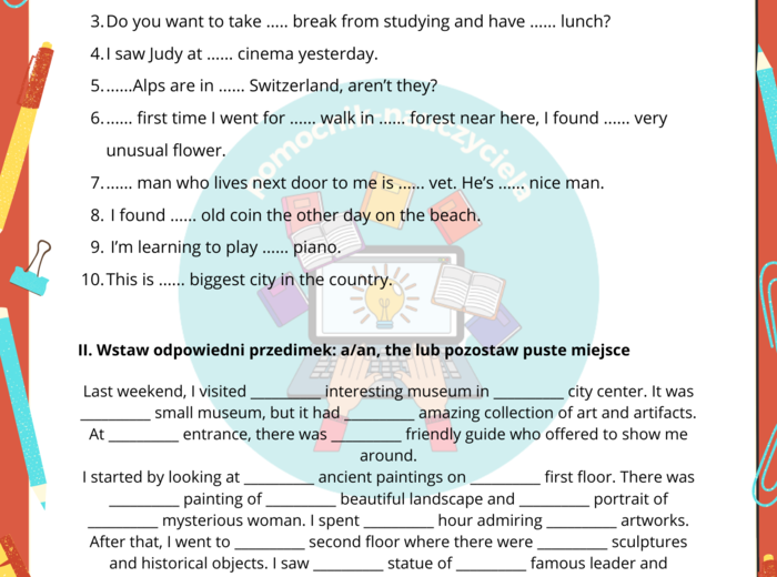 Przedimki nieokreślone i określone