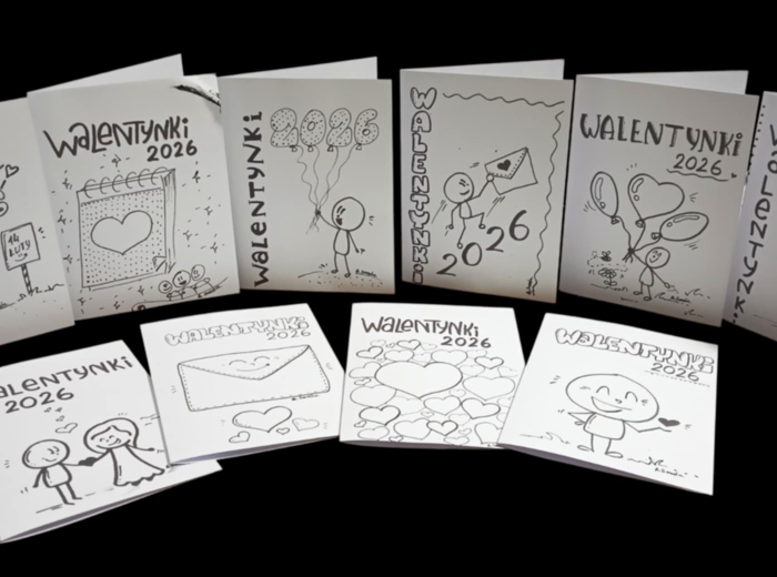 Walentynkowy zestaw edukacyjny — czarno-biały PDF do druku