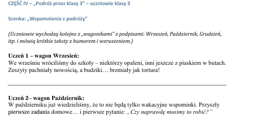 Scenariusz na uroczystość zakończenia roku szkolnego dla klas 1-3/ Zakończenie roku szkolnego