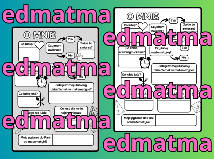 O mnie - karta pracy na pierwszą lekcję matematyki "Poznajmy się"