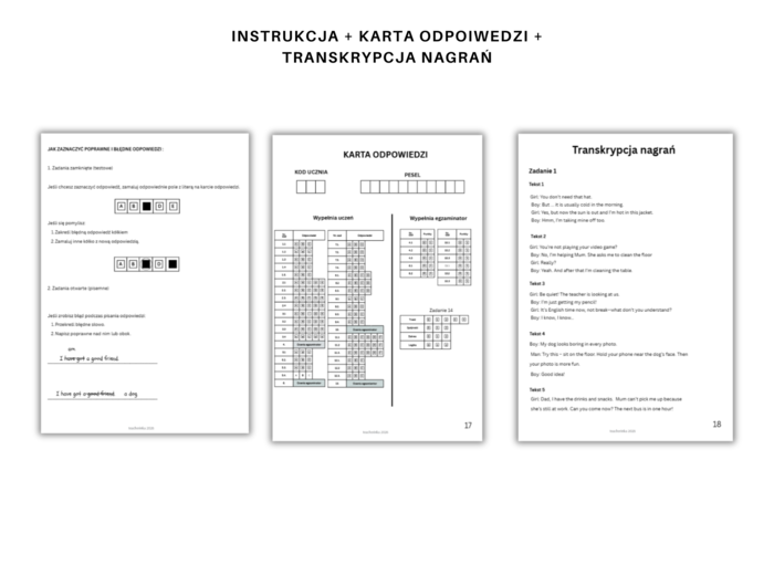 Arkusz Egzaminacyjny po 4 Klasie  - Model Egzaminu Ósmoklasisty