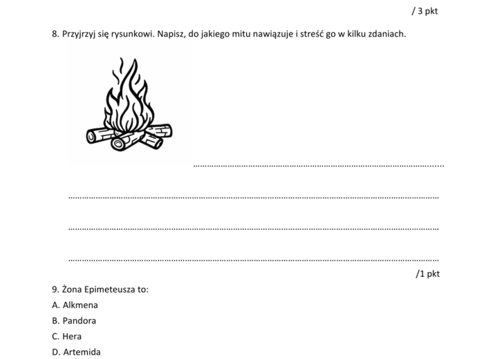 Sprawdzian - mitologia grecka