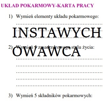 Układ pokarmowy-karta pracy