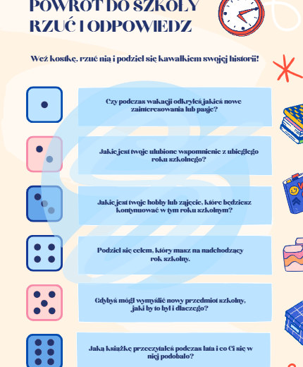 Powrót do szkoły - Rzuć i Odpowiedz: Gra Integracyjna dla Uczniów