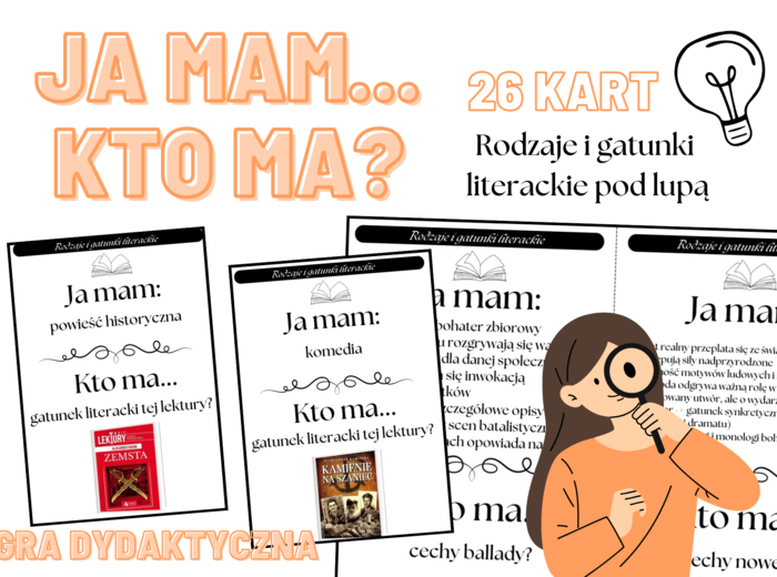 Karty Ja mam, Kto ma? Rodzaje i gatunki literackie, egzamin ósmoklasisty