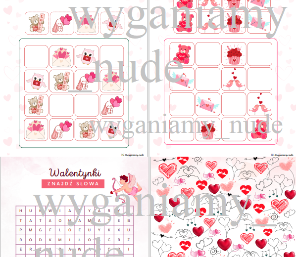 Walentynkowe karty pracy Walentynki