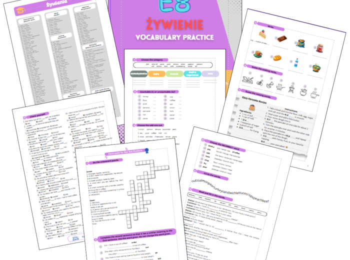 Egzamin Ósmoklasisty. Vocabulary Practice. Żywienie