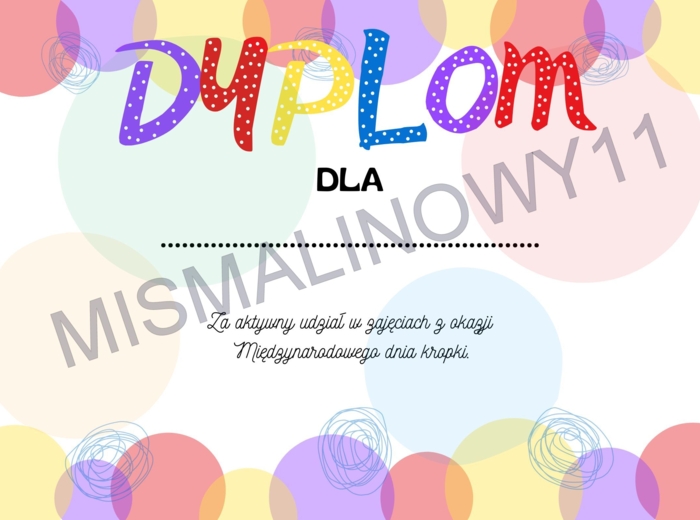 Dyplom na dzień kropki