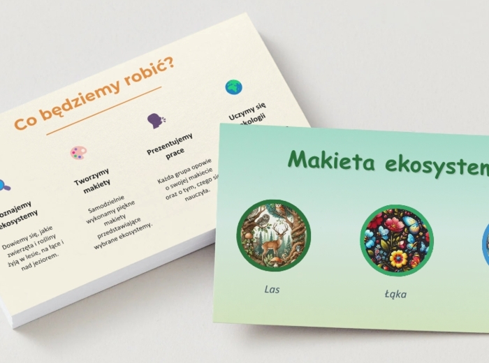 Makieta ekosystemu - lasu, łąki, jeziora