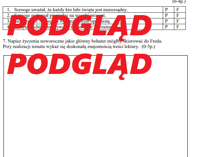 OPOWIEŚĆ WIGILIJNA sprawdzian podsumowujący, praca klasowa, egzamin ósmoklasisty