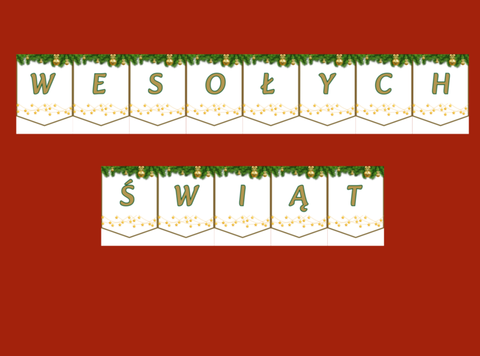 WESOŁYCH ŚWIĄT – Boże Narodzenie – GIRLANDA – biblioteka – świetlica – przedszkole – gazetka – wersja 3