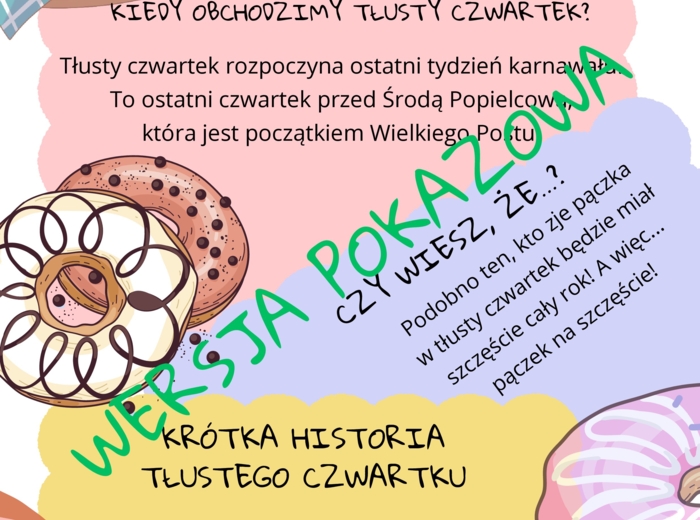 Tłusty czwartek- girlanda, gazetka szkolna, wyturlaj pączka- malowanie pączków, kolorowanie, trening pisania #pączek # pączki #tłustyczwartek #zwyczaj #gazetkaszkolna