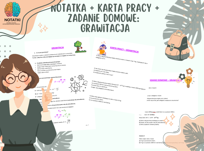 Notatka + karta pracy + zadanie domowe: Grawitacja