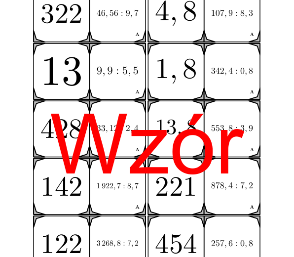 Domino - Dzielenie liczb dziesiętnych przez liczbę dziesiętną | matematyka