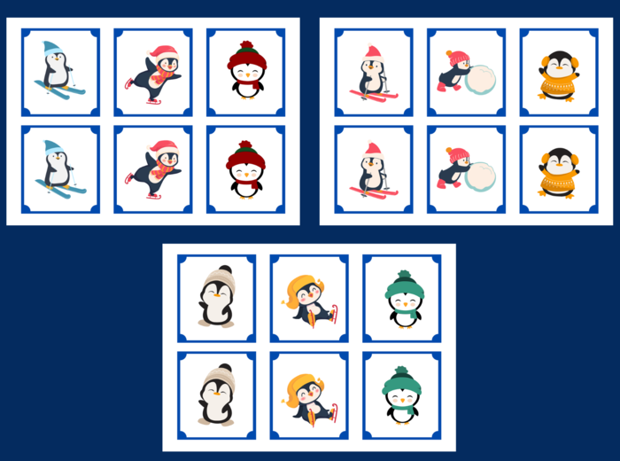 DZIEŃ PINGWINA – Dzień Wiedzy o Pingwinach – MEMORY – 36 szt. – biblioteka – świetlica – przedszkole – zima