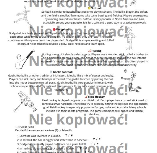 Rare Sports - reading comprehension B1 + Present Simple and Continuous practice