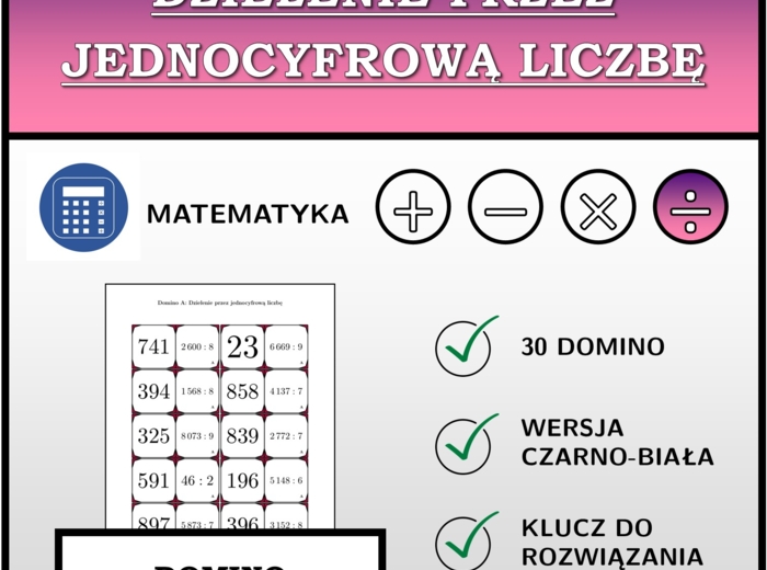 Domino - Dzielenie przez jednocyfrową liczbę | matematyka