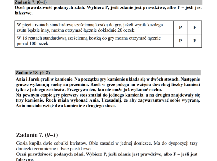 Rachunek prawdopodobieństwa - zadania z egzaminu ósmoklasisty CKE
