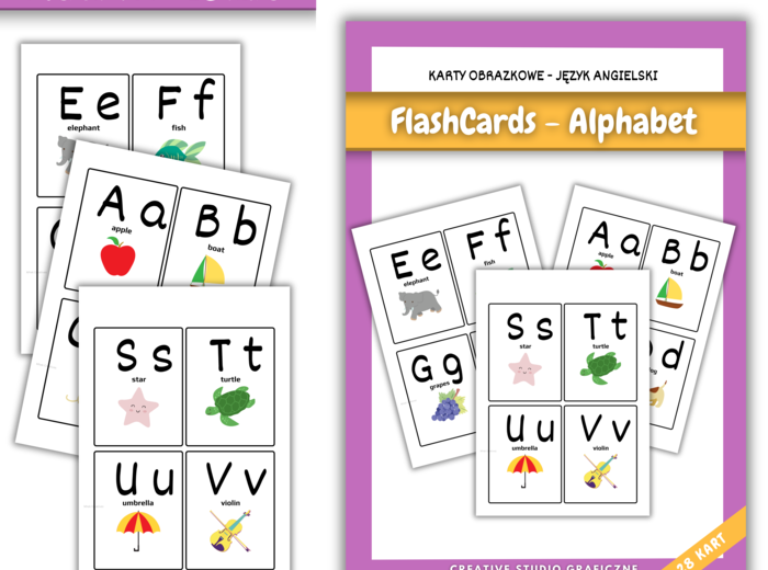 Karty Edukacyjne FLASHCARDS - nauka angielskiego Alfabetu