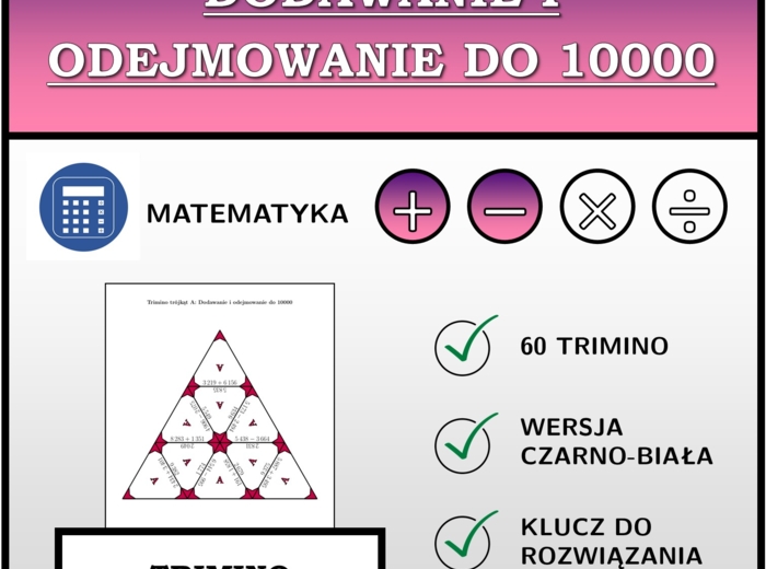 Trimino - Dodawanie i odejmowanie do 10000 | matematyka