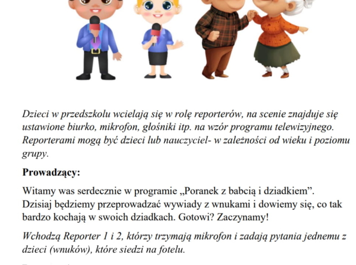 Scenariusz na Dzień Babci i Dziadka pt. "Reportaż o Babci i Dziadku"