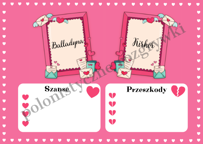 Walentynki na języku polskim. Miłosne szanse z bohaterami lektur. Prezentacja. Klasy 7-8