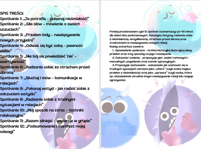 Cykl 12 spotkań (scenariuszy) i bajek dla NIEŚMIAŁYCH dzieci klas podstawowych