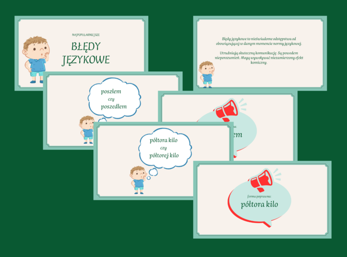 BŁĘDY JĘZYKOWE - prezentacja - 61 slajdów - Dzień Języka Ojczystego