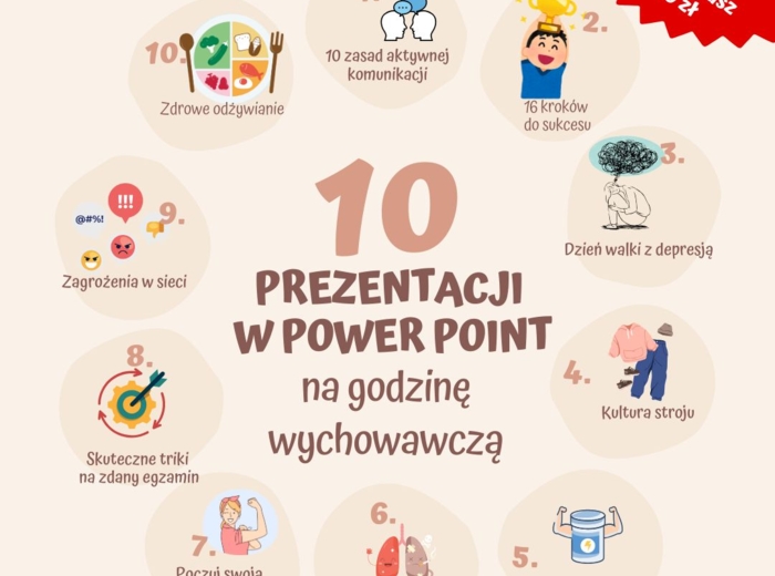 Paczka 10 x prezentacji w Power Point na godzinę wychowawczą - W zestawie kupujesz taniej!