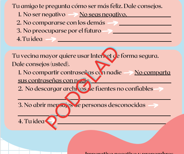 Imperativo negativo tryb rozkazujący po hiszpańsku A2