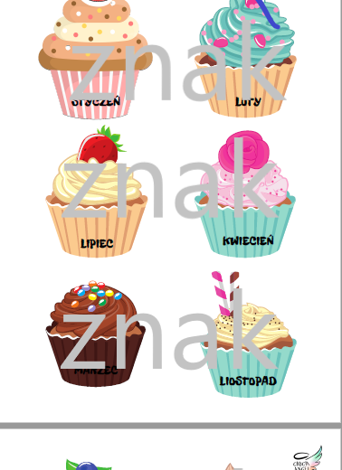 Babeczki urodzinowe wraz z napisem i świeczkami do druku