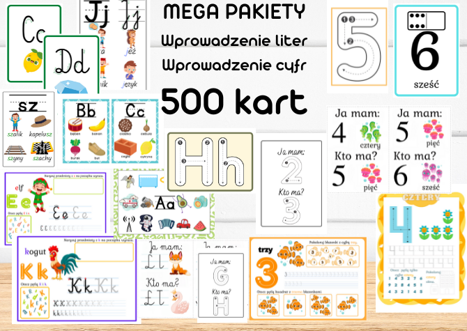 Wprowadzenie liter i cyfr - Mega Pakiet - aż 500 stron