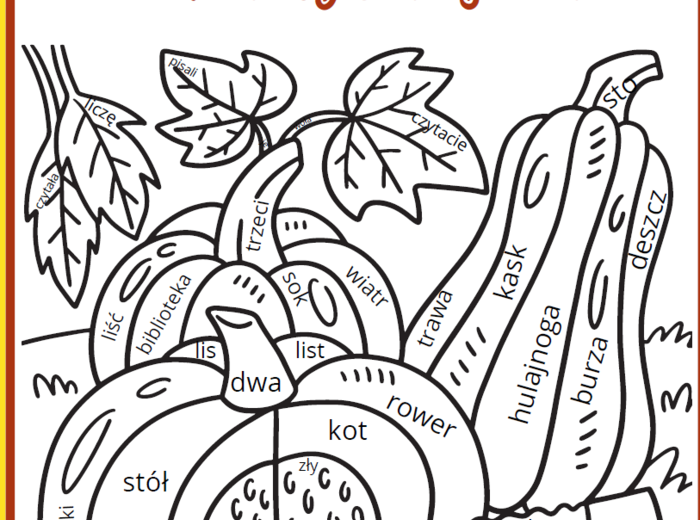 Polonistyczna jesień - kolorowanka, części mowy