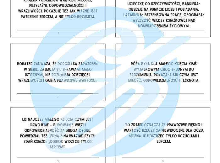 Mały Książę – Antoine de Saint-Exupéry Pytania i Odpowiedzi | karty do lektury