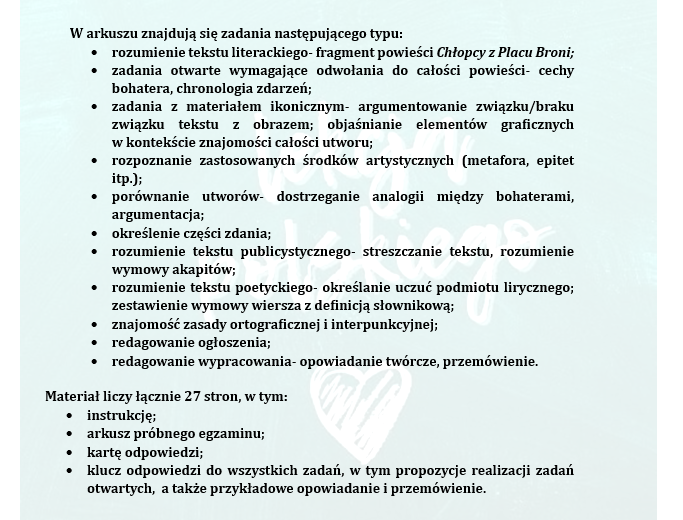 PRÓBNY EGZAMIN Z JĘZYKA POLSKIEGO JUŻ DLA SZÓSTOKLASISTY - CHŁOPCY Z PLACU BRONI