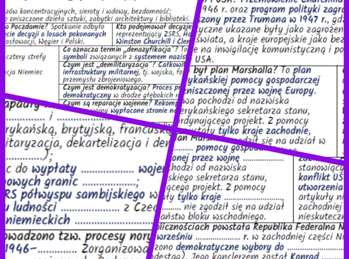 Nowy ład europejski i początek zimnej wojny – zestaw dwóch notatek i kart pracy