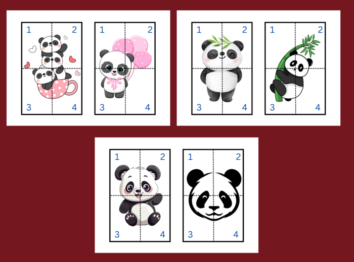 DZIEŃ PANDY – puzzle – układanka- układanki – biblioteka – świetlica – przedszkole – 12 wersji