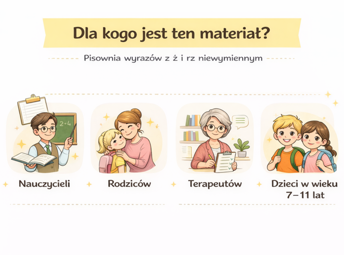 PISOWNIA WYRAZÓW Z Ż I RZ NIEWYMIENNYM [Karta pracy, sprawdzian]