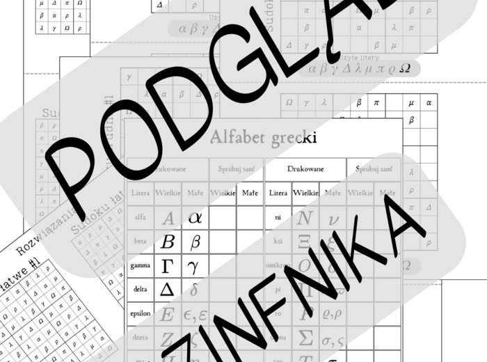 Sudoku z alfabetem greckim - przydatne litery