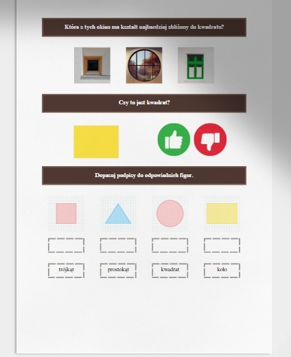 Figury geometryczne - rozpoznawanie i nazywanie. Karta pracy. Sprawdzian.