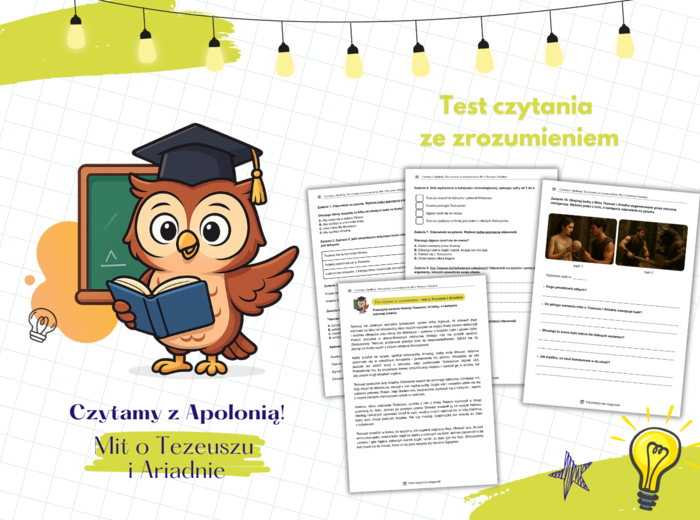 Mit o Tezeuszu i Ariadnie. Czytanie ze zrozumieniem. Mitologia grecka. Test czytania ze zrozumieniem