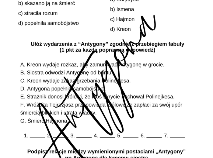Kartkówka – Antygona Sofokles