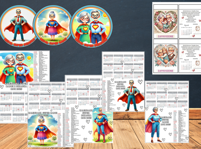 Kalendarze 2025 z imieninami dla Babci i Dziadka
