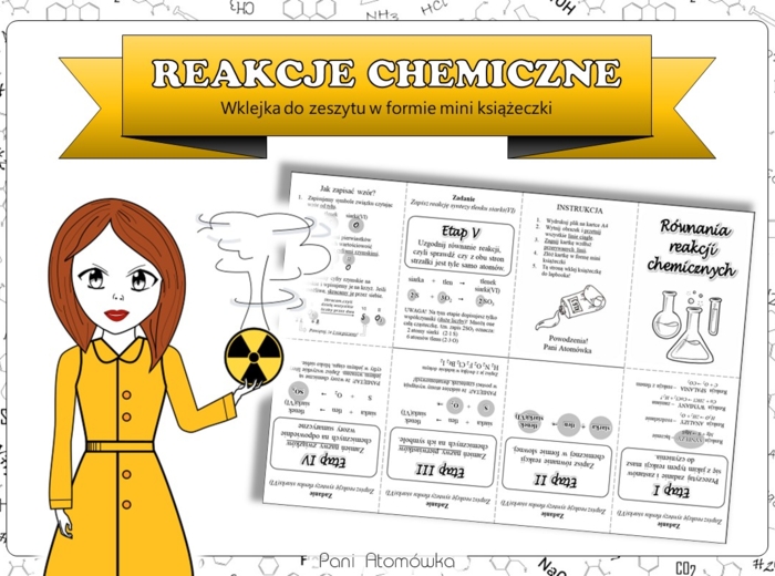 Klasa 7 Chemia - Reakcje chemiczne (Wklejka w formie mini książeczki)