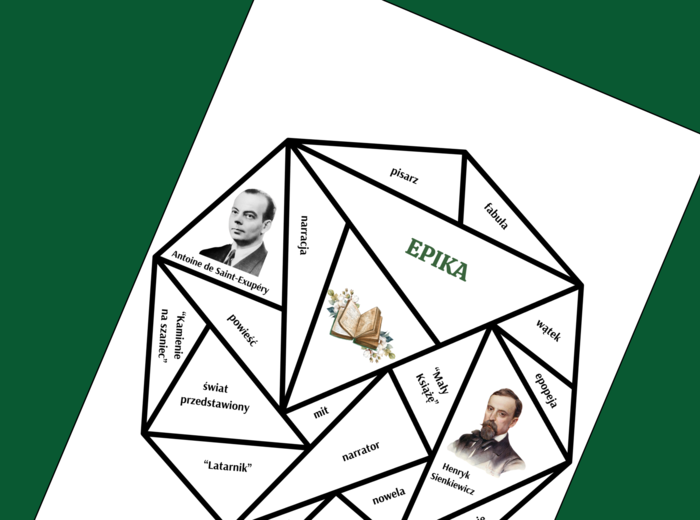 EPIKA - RODZAJE LITERACKIE - powtórka - układanka - puzzle - egzamin - powtórka
