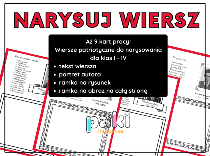 Święto Konstytucji 3 Maja // Dzień Flagi //11 LISTOPADA / Święto Niepodległości - narysuj wiersz patriotyczny - karty pracy / kl. 1 - 4